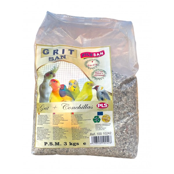 Grit mineral con calcio y conchitas rojas 3 kg Pilesan Grit y cales