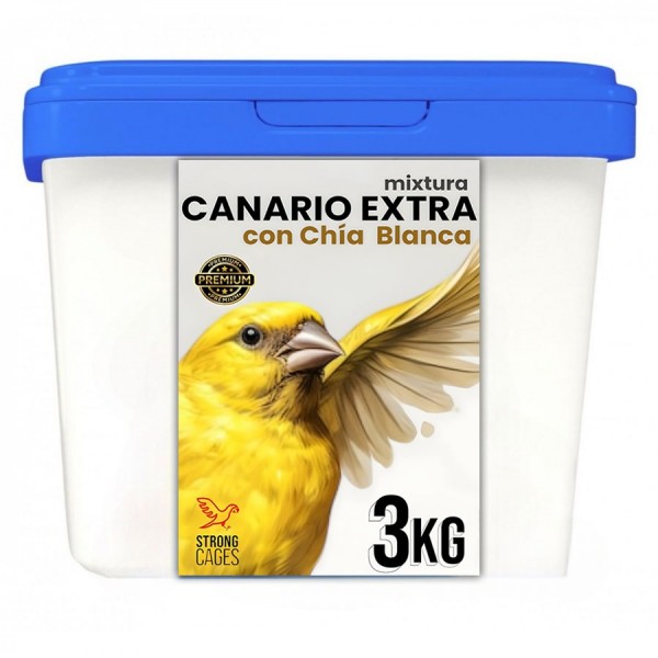 Cubeta de mixtura Canarios Extra con Chia blanca 3Kg Comida para canarios