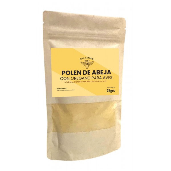 Polen el polvo con Orégano (25 grs).Ayuda al sistema inmunológico de nuestras aves. Complementos proteicos