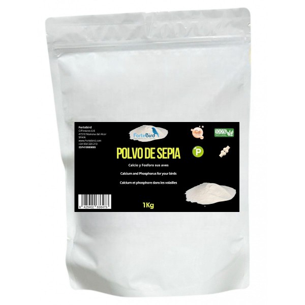 Polvo de Sepia 1 kg | Fuente natural de Calcio y Fósforo para sus aves